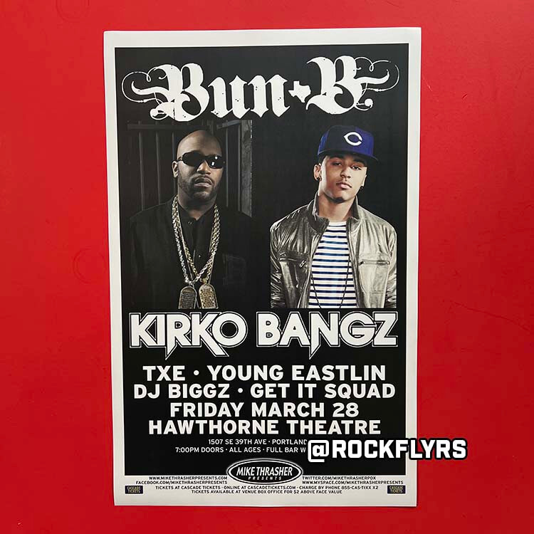 BUN B & KIRKO BANGZ 2014 Concert Promo 11x17 Street Poster. Portland Oregon