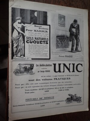 UNIKAT Auto + MAGGI Suppe + Salz KÜBEL Werbung Papier ILLUSTRATION 1910