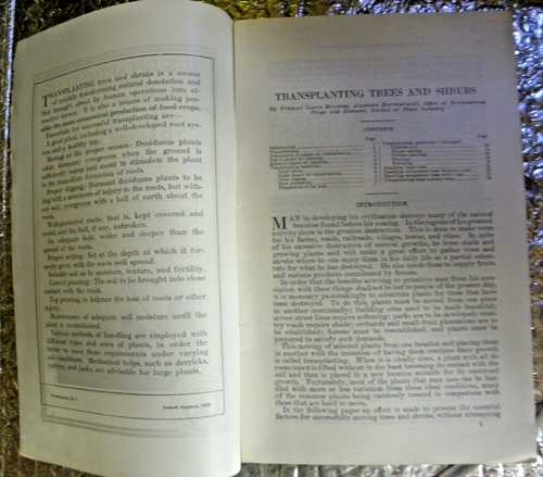 1929 US-Landwirtschaftsministerium Bauernbulletin Nr. 1591 Umpflanzen von Bäumen - Bild 2 von 3