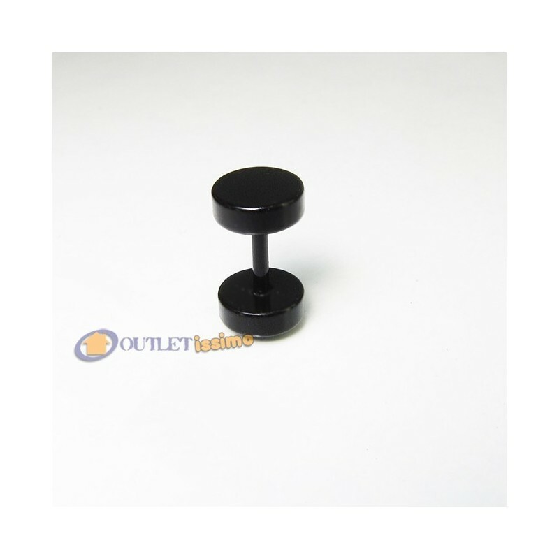 Piercing Finto Orecchini Finti Dilatatore 10 Mm Nero Acciaio