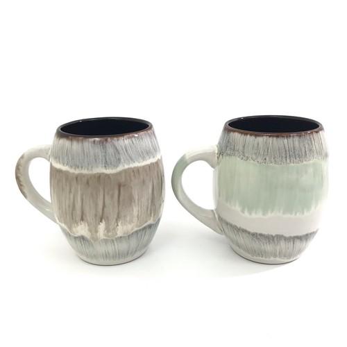 AMERICAN ATELIER Dip Dye Ombre Mug Set 2 Reactive Glaze Stripe Stoneware PAIR - Picture 5 of 10