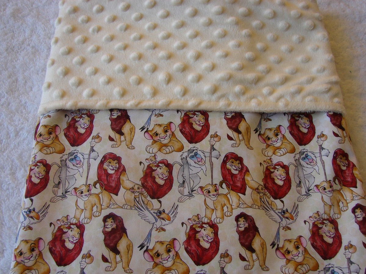 Lion King Multicoloured Cotton Front Minky Reversible Baby Blanket