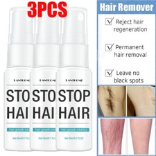 3 20ml Natural Permanent Hair Removal Spray Stop Hair Growth Inhibitor Remover