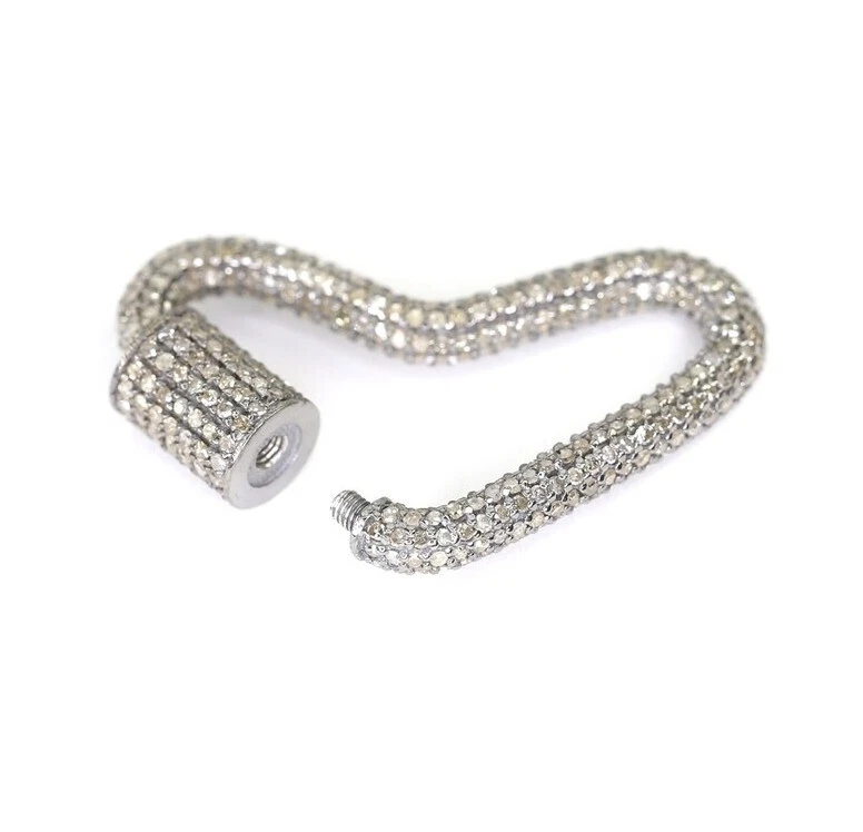 Designer Boomerang Pave Diamond 925 Sterling Silver Carabiner Screw Lock Clasp - Image 3 of 3