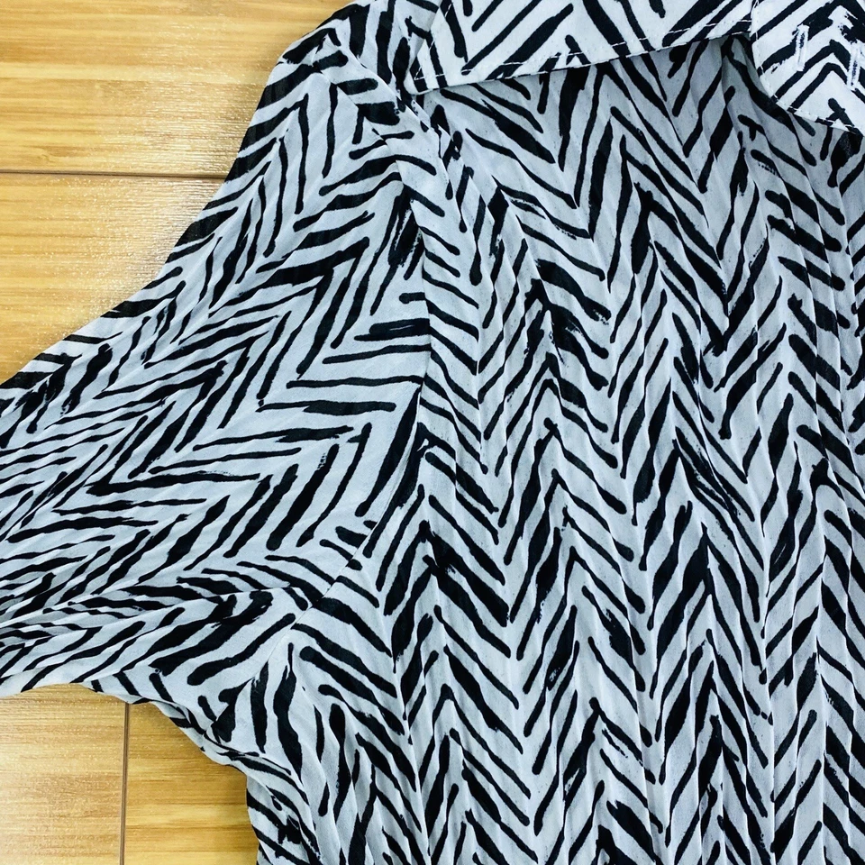 Blusa Camisa Top Nara Camicie Italiana Arrugada Cebra Blanca Negra Talla 5 X-Grande Foto 2 de 4