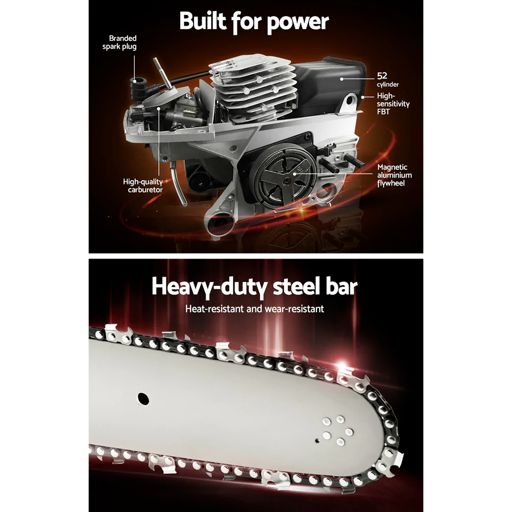 Giantz 88cc Commercial Petrol Chainsaw EStart 24 Bar Pruning Chain Saw