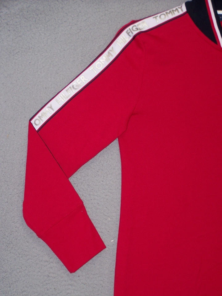 Tommy Hilfiger Dress Womens Large 12 14 Red Graphic Logo Long Sleeve Knee Ladies - Image 3 of 4