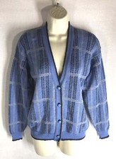 Vintage Pendleton womens sweater sz S 100 Virgin Wool Plaid V Neck Cardigan