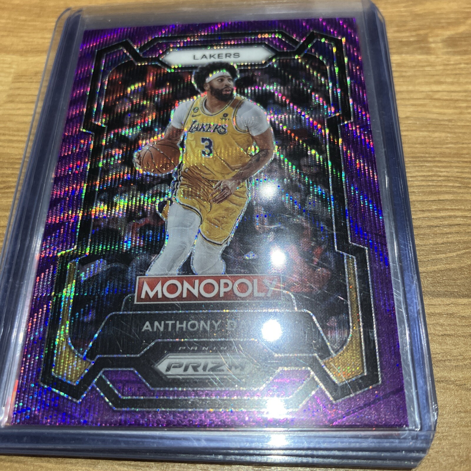 2023-24 Monopoly Prizm #41 Anthony Davis Purple Wave Prizm Lakers