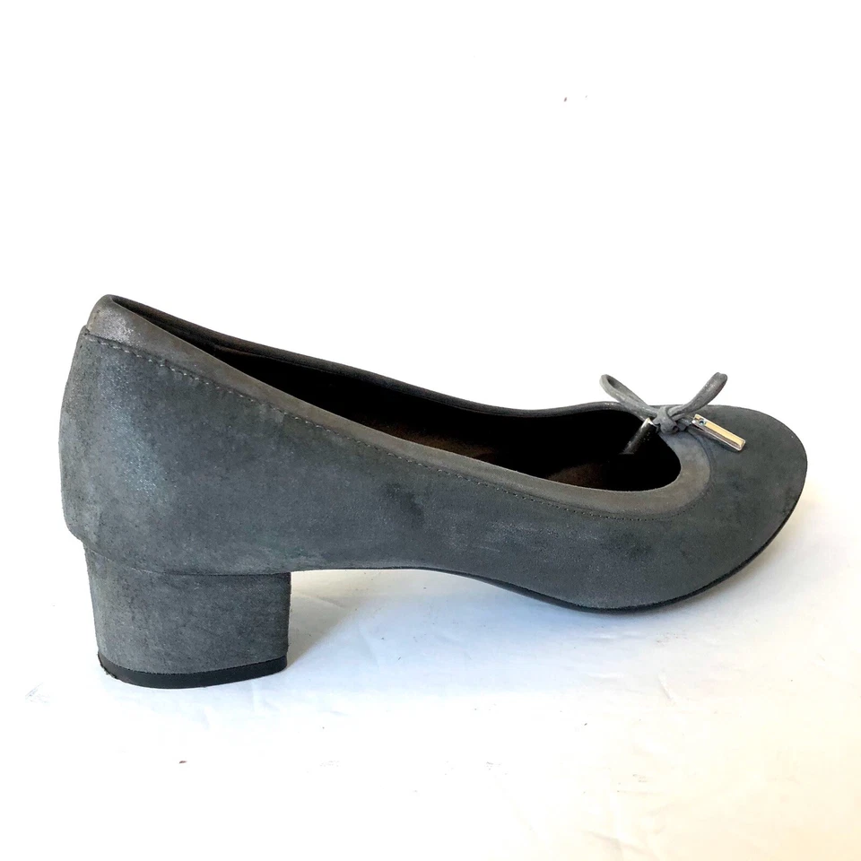 Zapatos de salón AGL para mujer Kristin gamuza cuero gris tacón ancho talla 40,5 EUR Foto 3 de 4