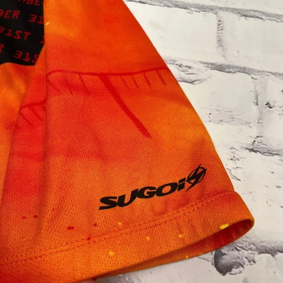 Camiseta deportiva de ciclismo para hombre naranja años 90 vintage Sugoi cuenta regresiva para el milenio Y2k Foto 3 de 4
