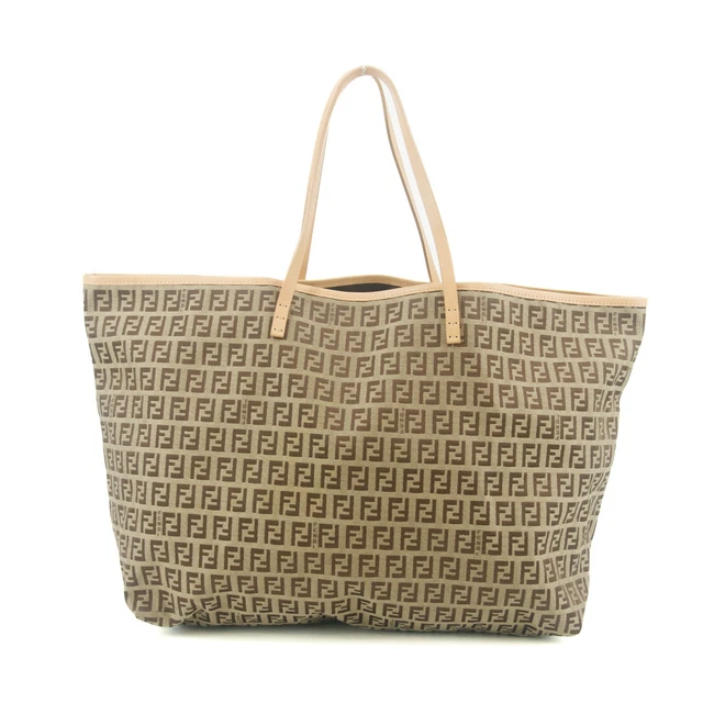 EBAY LIVE Fendi Zucchino Beige Vintage Tote Bag #9305