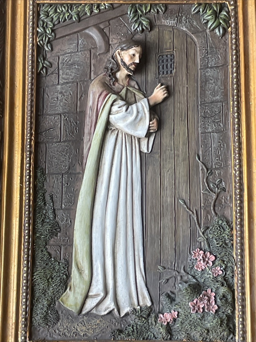 JESUS CHRIST BEHOLD I STAND @ DOOR & KNOCK REV 3:20 Lighted Wall