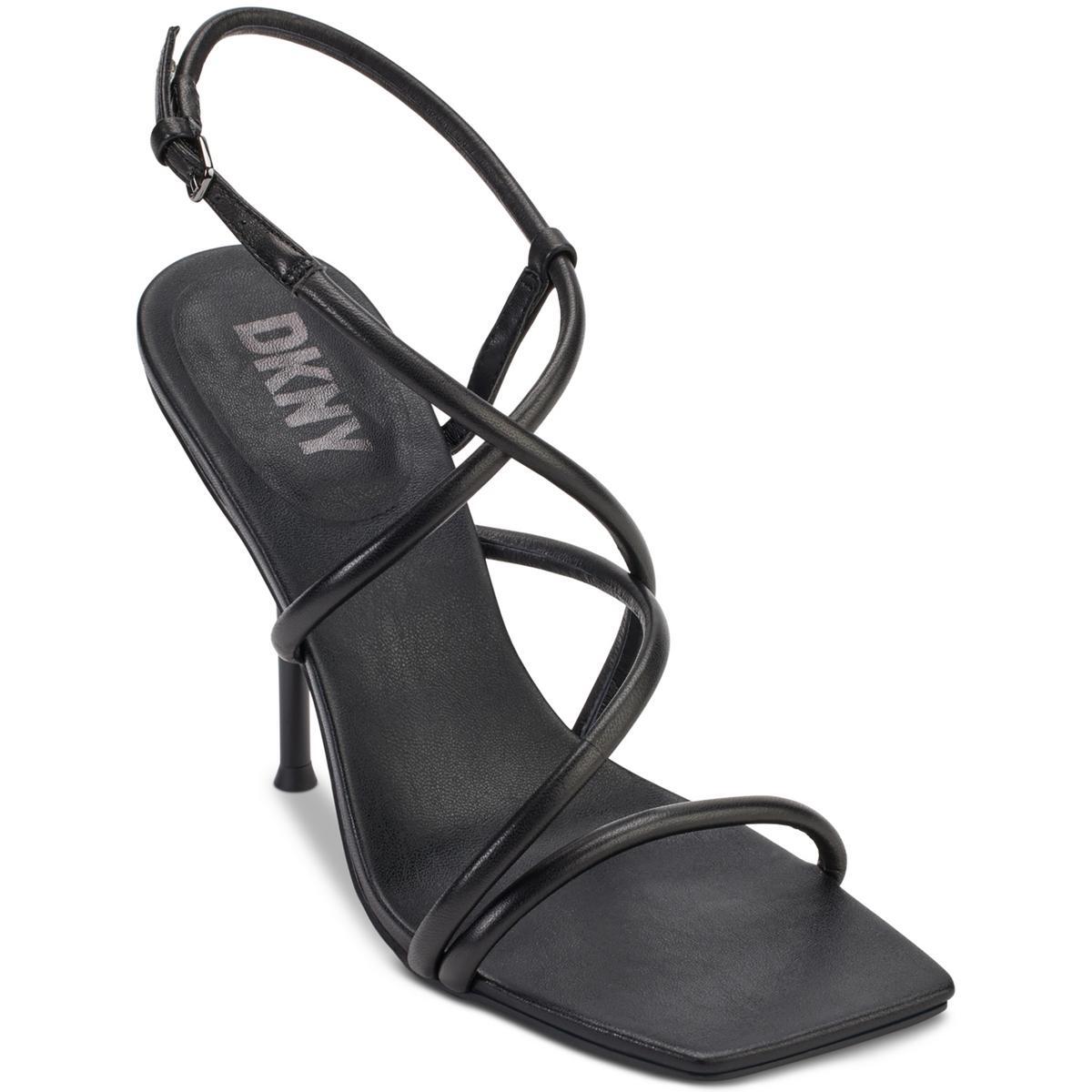 Женские черные кожаные нарядные босоножки на плоской подошве DKNY REIA 8 Medium (B,M) BHFO 3069