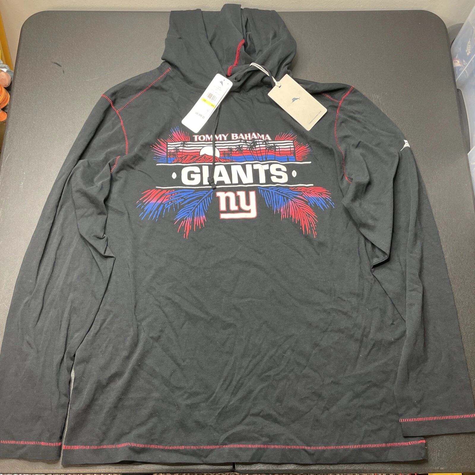 Tommy Bahama Mens Medium NY Giants Artsy Palms Graphic Print Long Sleeve Hoodie