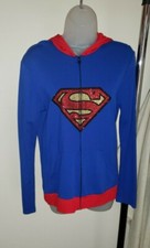 SUPERGIRL ZIP UP HOODIE SIZE M/L SPARKLY EMBLEM NEW DC COMICS