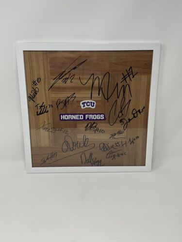 2022 2023 TCU HORNED FROGS BASKETBALL TEAM SIGNED AUTOGRAPH FRAMED FLOORBOARD - Picture 1 of 14