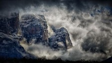 Landscape nature photography mountains clouds mist snow Custom Gaming Mat Desk