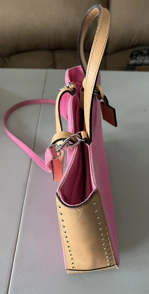 Ralph Lauren Cartera Bolso Bandolera Hombro Impactante Rosa + Tostado 8X 11 Foto 4 de 4