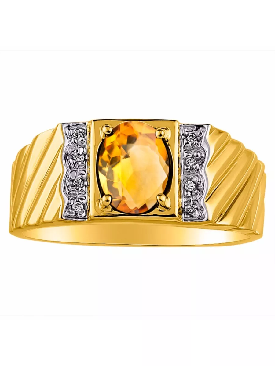 Diamond Citrine Yellow Topaz Ring Sterling Silver or Yellow Gold Plated BSL