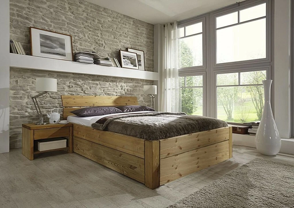 Doppelbett Aus Holz Mit Schubladen