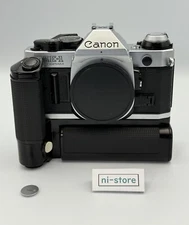 Canon AE-1 Program 35mm SLR Film Camera Body Silver w/Motor Drive MA - Mint