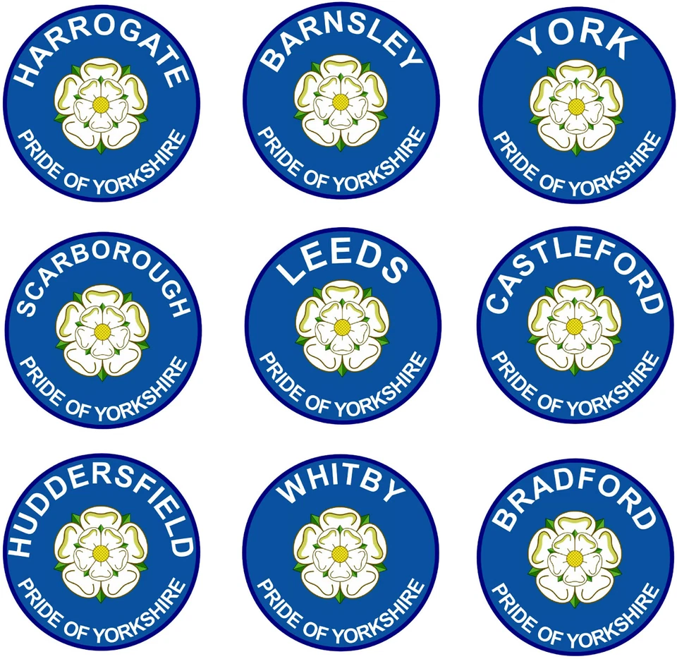 Various Yorkshire Pride TWO PACK - Car Bumper Vinyl Decal Sticker (Flag/Badge)
