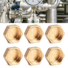 Set of 6 Brass Caps 1/2"/3/4"/1" Hose Caps Pipe Caps End Caps Sealing Caps set