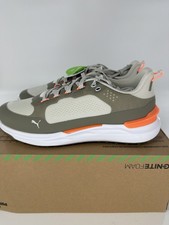 Puma Egnite Elevate X Spikeless Golf Shoes Gray-Velvet Moss-Fluro Orange Sz 9.5