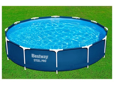 BESTWAY Steel Pro / Alu Frame Pool inkl. Filterpumpe / Ø366cm H76cm / NEU in OVP