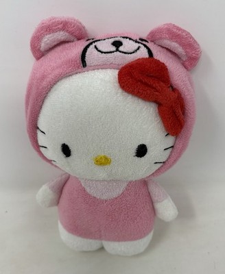 Sanrio Hello Kitty rosa Bär Outfit Anzug weiches Stofftier Plüschtiere (L14) rote Schleife