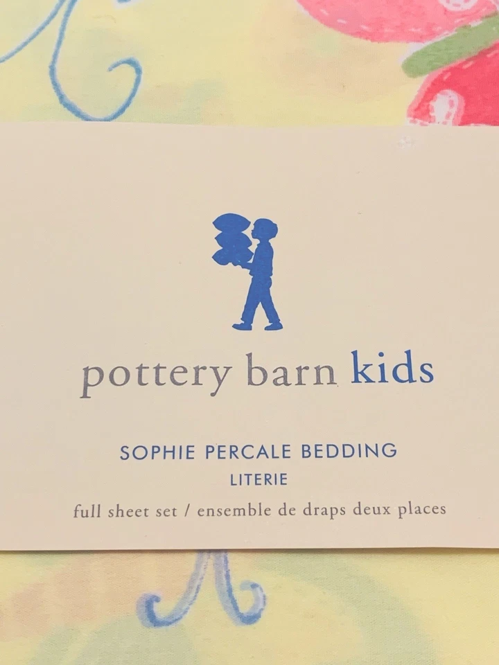 Pottery Barn Kids Bedding Full Sheet Set Sophie Percale Butterfly Whimsy 4 Piece - Image 2 of 4