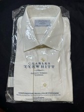 CHARLES TYRWHITT Non-Iron Classic Cream Poplin Oxford Shirt French Cuff 17/37