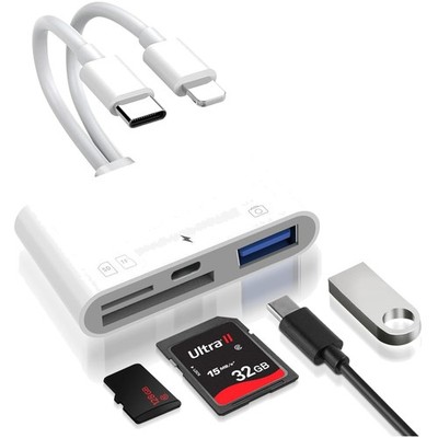 SD Kartenleser, Compatible with iPhone & iPad, Lightning, USB-C, OTG Adapter