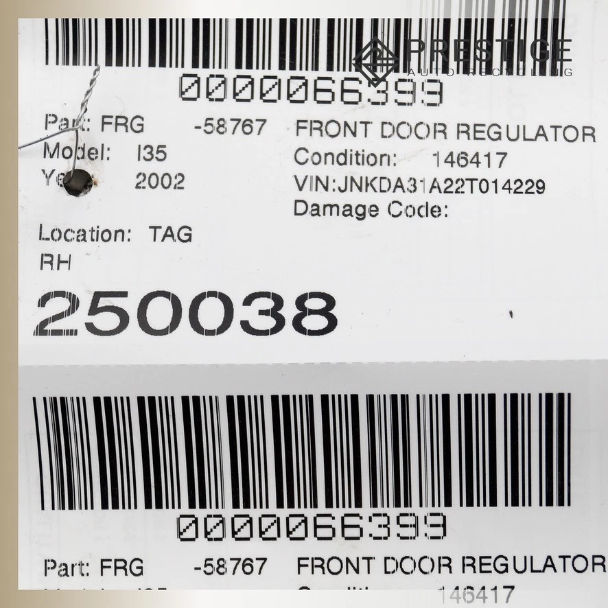 01-2004 INFINITI I30 I35 regulador ventana puerta con motor delantero derecho 80720-2Y000 Foto 4 de 4