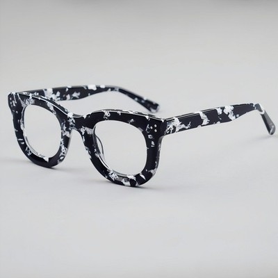 Round Acetate Eyeglasses Frames Retro Nerd Men Women Fashion Full Rim Glasses