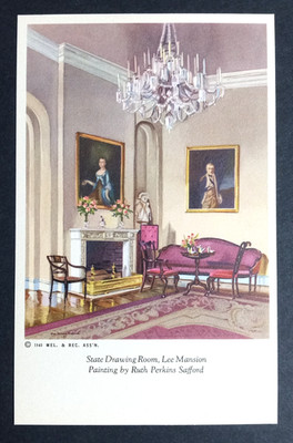 Lee Mansion State Drawing Room Arlington VA 1940 Ruth Perkins Safford Postcard