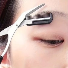 Eyebrow Grooming Scissors Comb Stainless Steel Tool