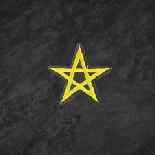 Gold Pentagram Star Patch Embroidered Iron On Occult Witchy Symbol Applique