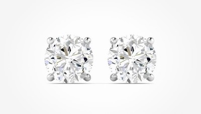 2 Ct Round Cut Certified VVS-VS/D Lab Grown Diamond Stud Earrings 14k White Gold