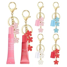 4PCS Lip Balm Cap Keychain for Summer Fridays Lip 0.5oz Gloss With Flower Cha...