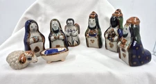 Vintage Jorge Wilmot "Style" Mexican Tonala Folk Art Pottery 8PC Nativity