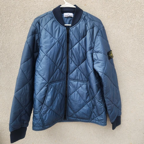 STONE ISLAND Barney's Giacca Uomo Grande Blu Trapuntato Micro Filato Outdoor