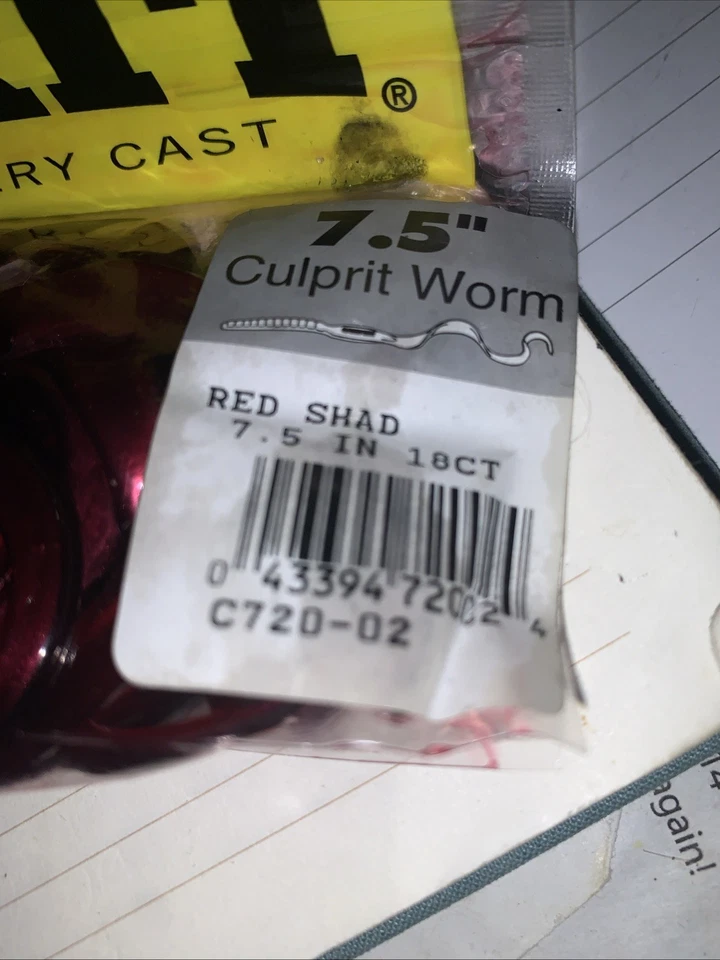 CULPRIT The Classic Worm 7.5" RED SHAD - Image 2 of 3