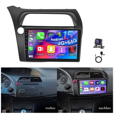 2+64GB Für Honda Civic VIII Hatchback 2006-2011 Android 15 Autoradio carplay GPS