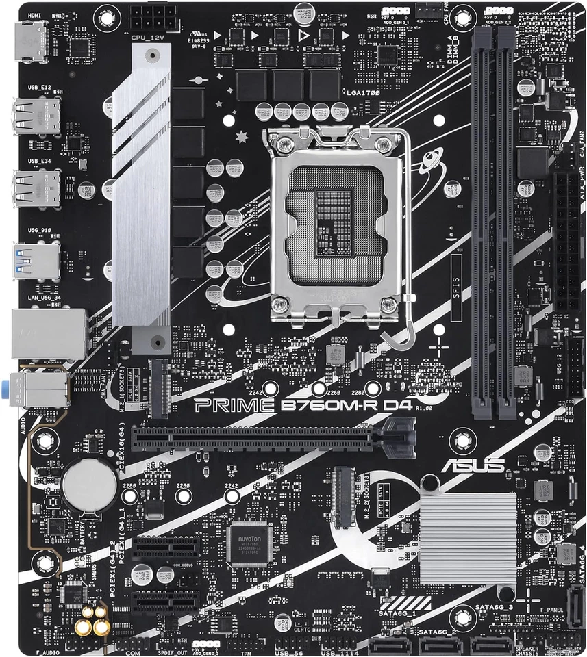 ASUS PRIME B760M-R D4 (Socket 1700/B760/DDR4/S-ATA 6Gb/s/Micro ATX) - Image 2 of 4