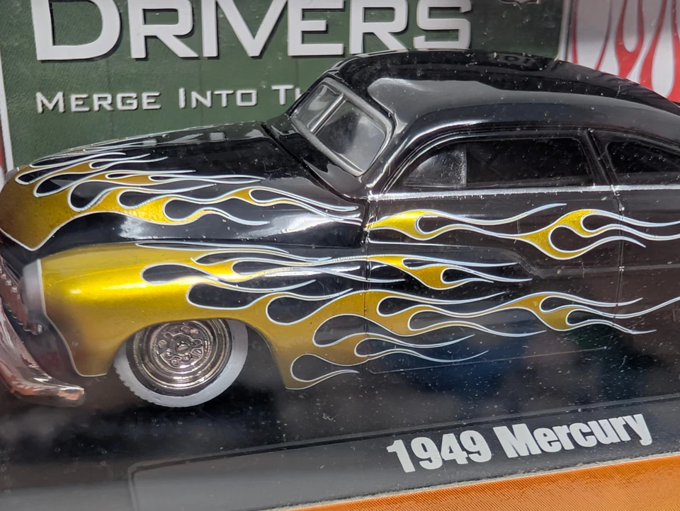 1/64 M2 Drivers 1949 Mercury 11-07 Black w Flames Release 12 Sealed NIP Castline - Image 2 of 4