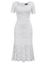 Viwenni Women's Vintage Lace Wedding Guest Formal Cocktail Dresses Large White