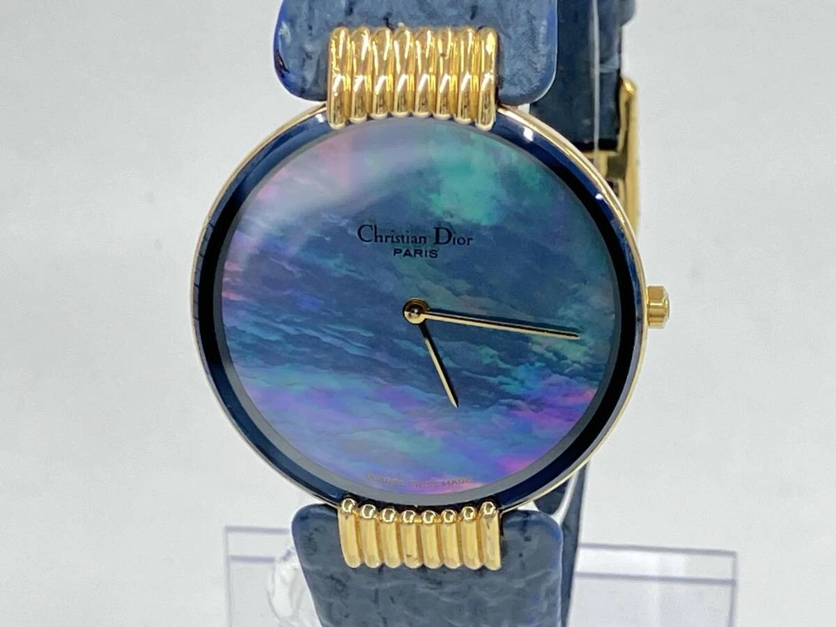 Montre bracelet Christian Dior Paris D47 153 5 8973 d'occasion cadran bleu coquille quartz