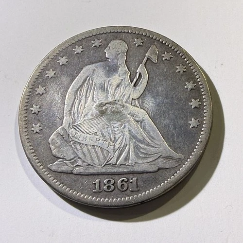 1861 seated liberty half dollar VF Details Nice Looking Coin